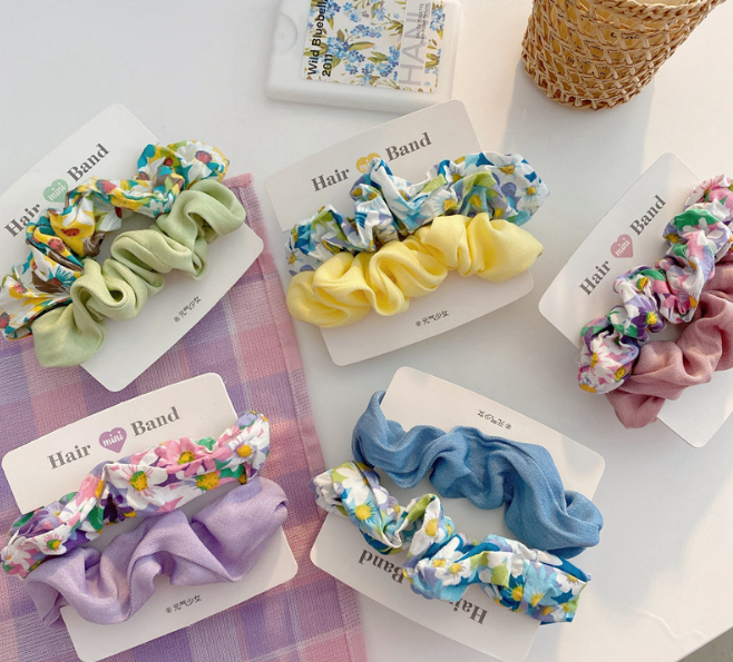 Floral and Plan Scrunchies - Two Piece Set