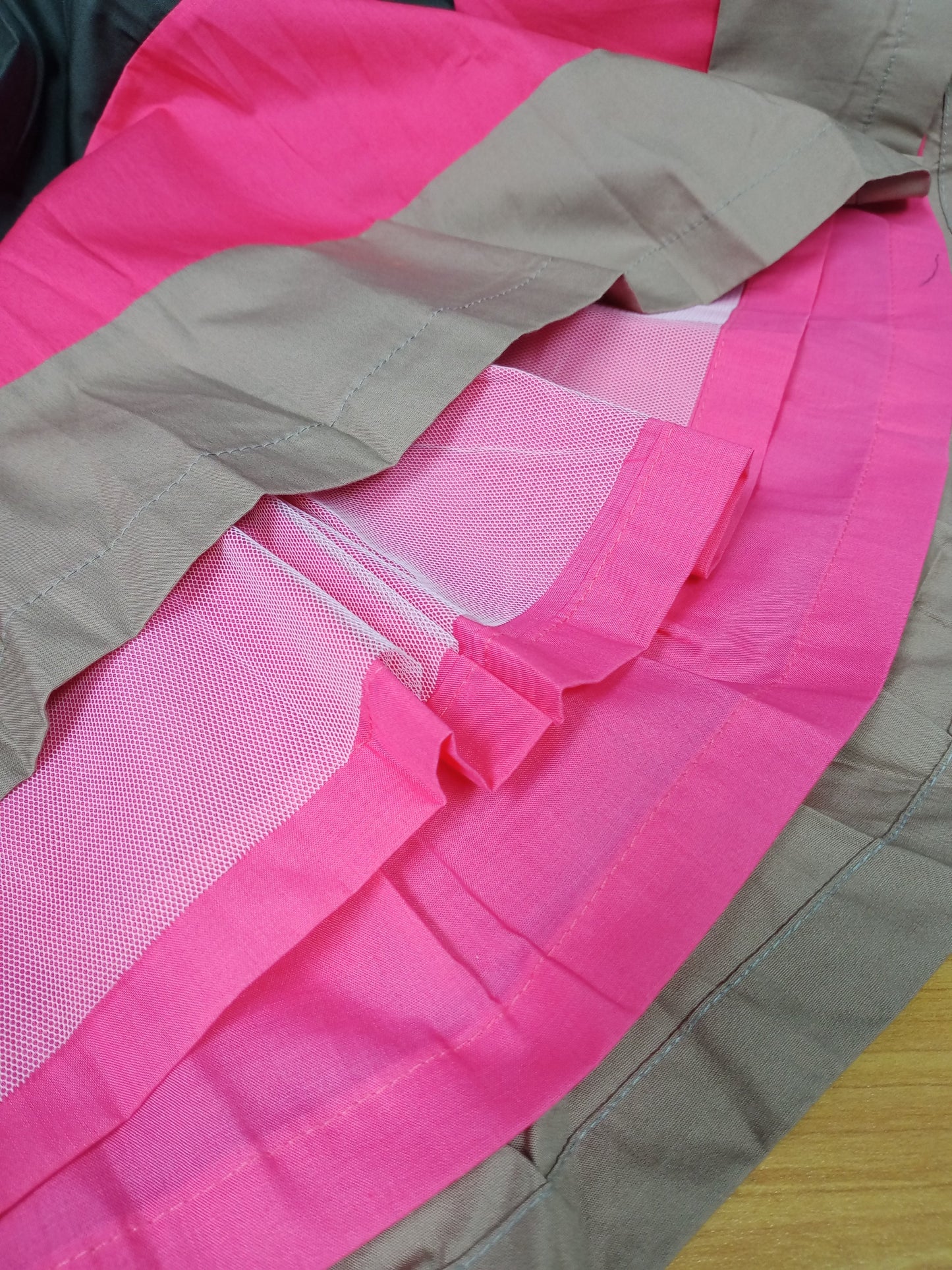 Girls Pink Brown Cotton Stripe Tutu Skirt ( Made in Korea)