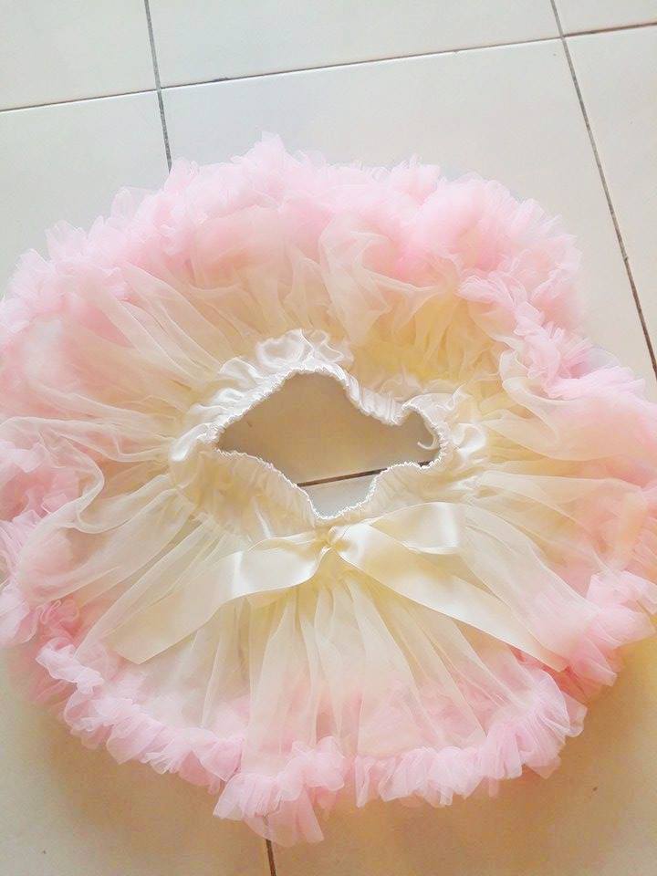 Adjustable Waist Baby TuTu Skirt for 0-2 Years- Creme