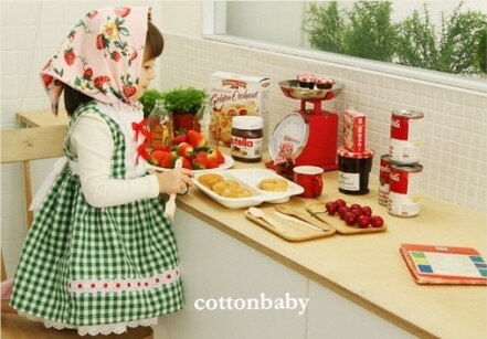 Luxury Girls Custard Cotton Check Pinafore Dress (Made in Korea)