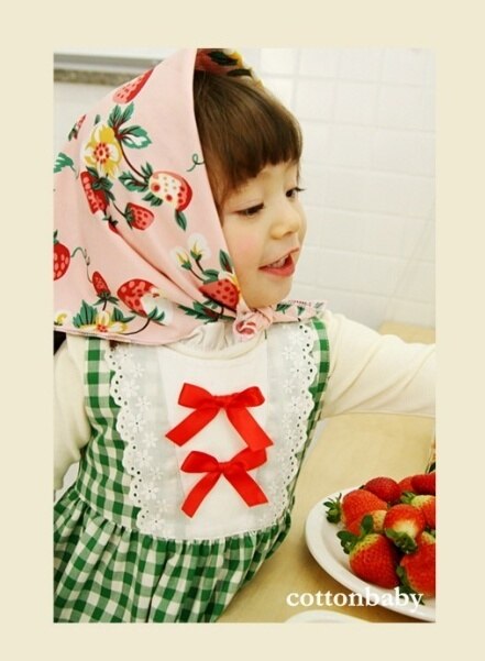Luxury Girls Custard Cotton Check Pinafore Dress (Made in Korea)