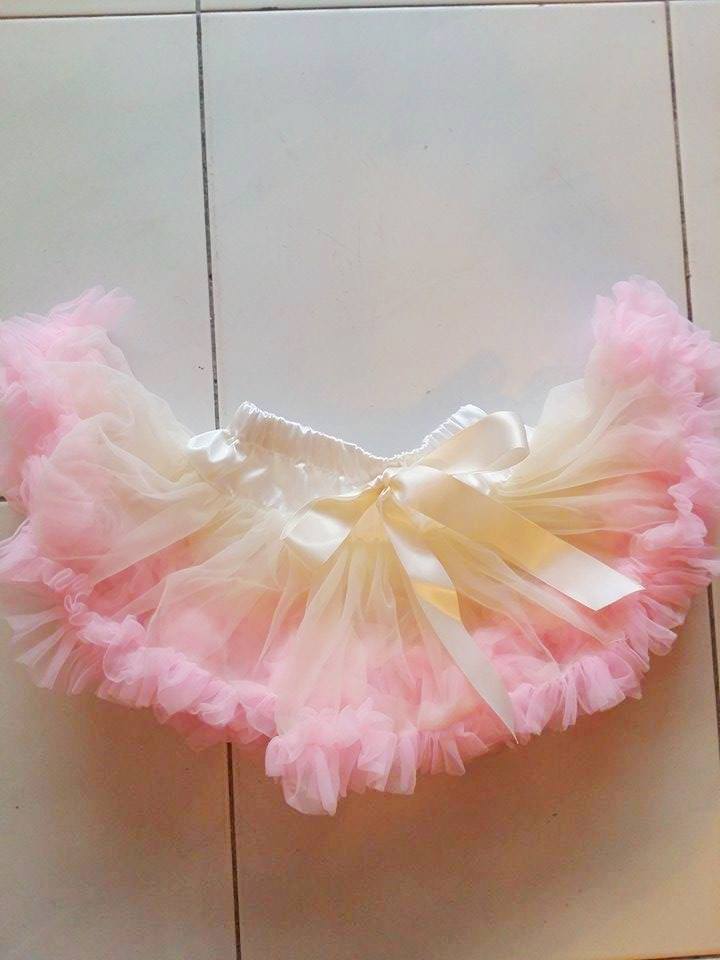 Adjustable Waist Baby TuTu Skirt for 0-2 Years- Creme