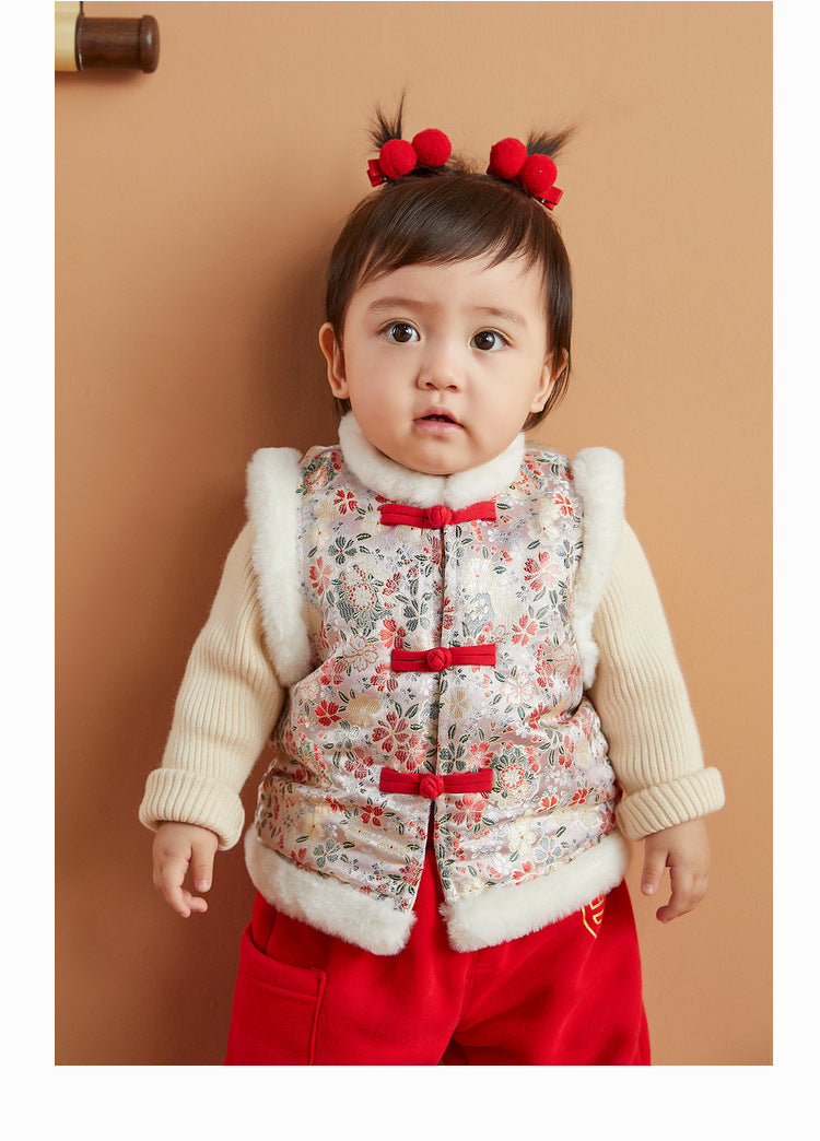 Pink Flowers Girl Gilet