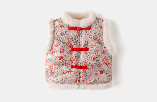 Pink Flowers Girl Gilet