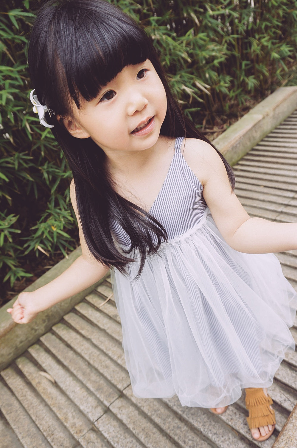 Girls Blue Stripe Dress