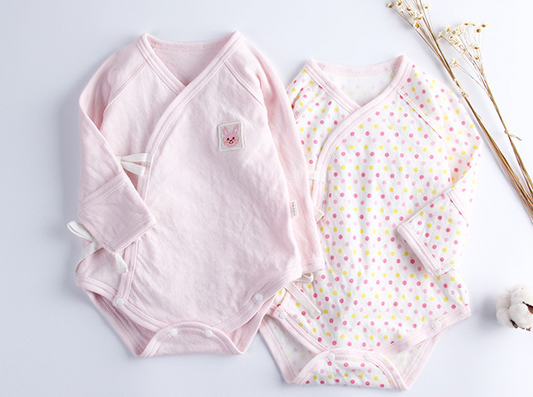 Baby Long Sleeve Wrap Style Bodysuits - Pink Bunny 2 Piece Set