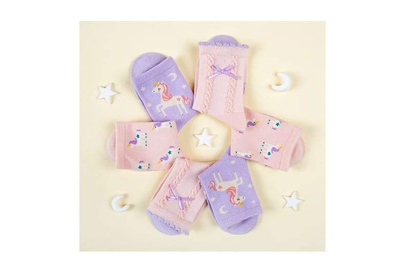 Girls Unicorn Cotton Socks - 3 Pairs