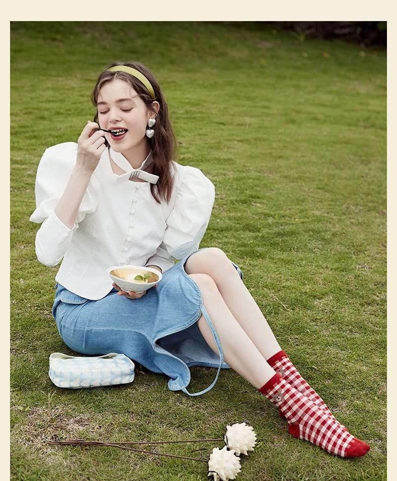 Women Winter Red Bear Socks - 3 Pairs In A box